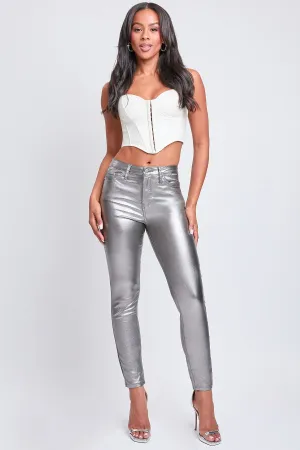 Women's Metallic Hyperstretch Skinny Pants, Smoke