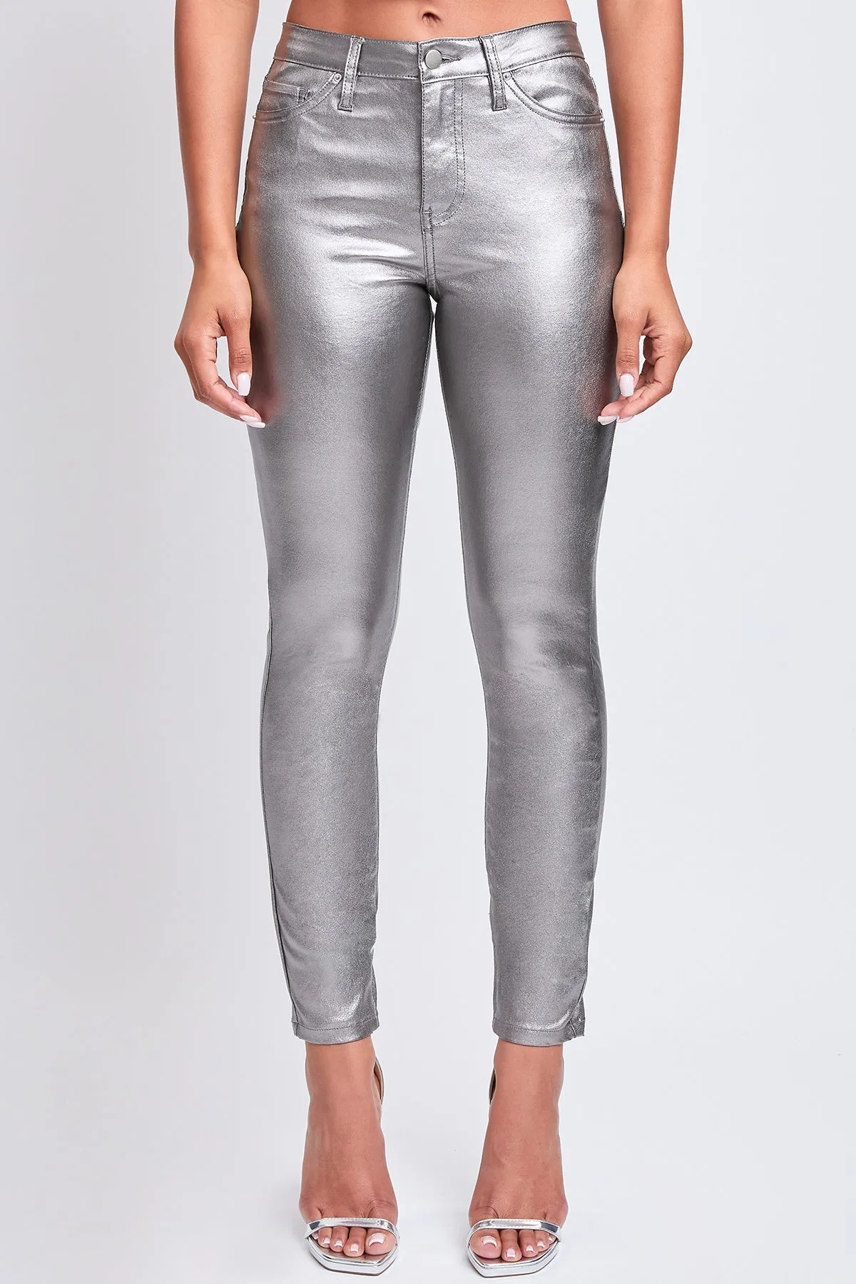 Women's Metallic Hyperstretch Skinny Pants, Smoke