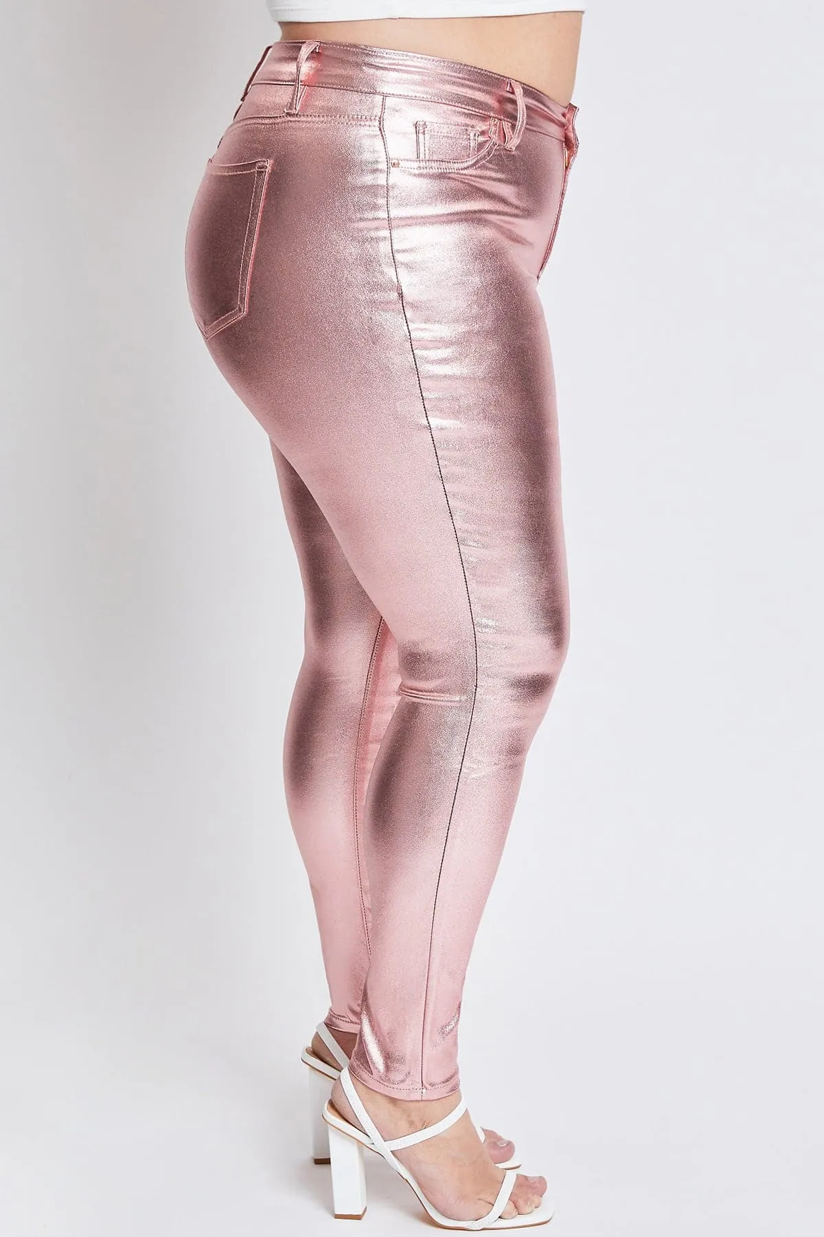 Women´s Plus Metallic Hyperstretch Skinny Jean, Rose Pink