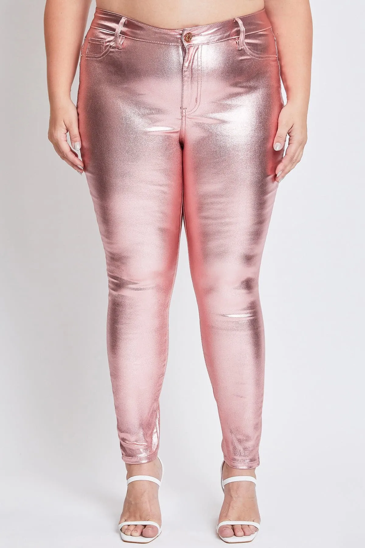 Women´s Plus Metallic Hyperstretch Skinny Jean, Rose Pink